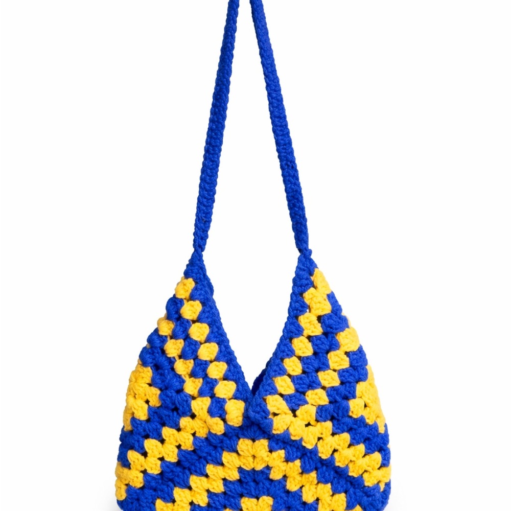 Blue and Yellow Handmade Crochet Women Bag